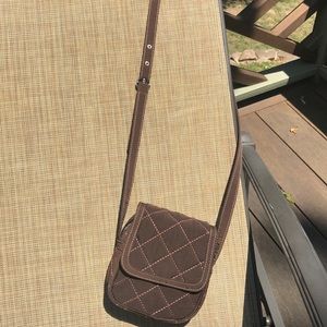 Vera Bradley cross-body bag, brown nylon quilted